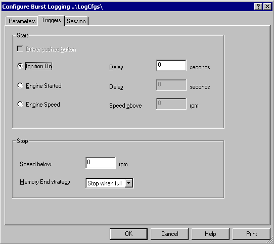 Triggers Tab