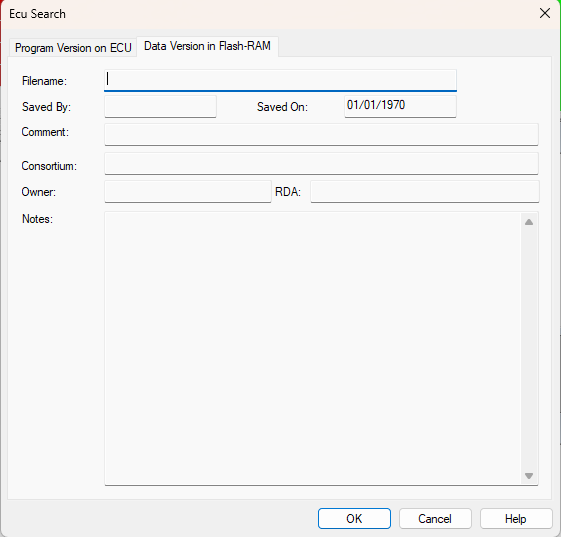 Data Version in Flash-RAM Tab